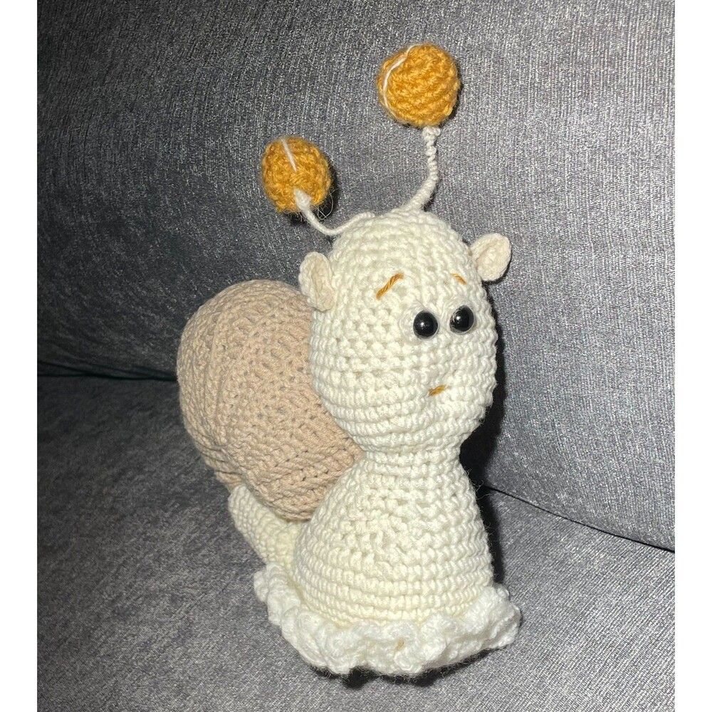 Handmade Crochet Snail Amigurumi Plush OOAK Cottagecore Woodland Decor 9" tall